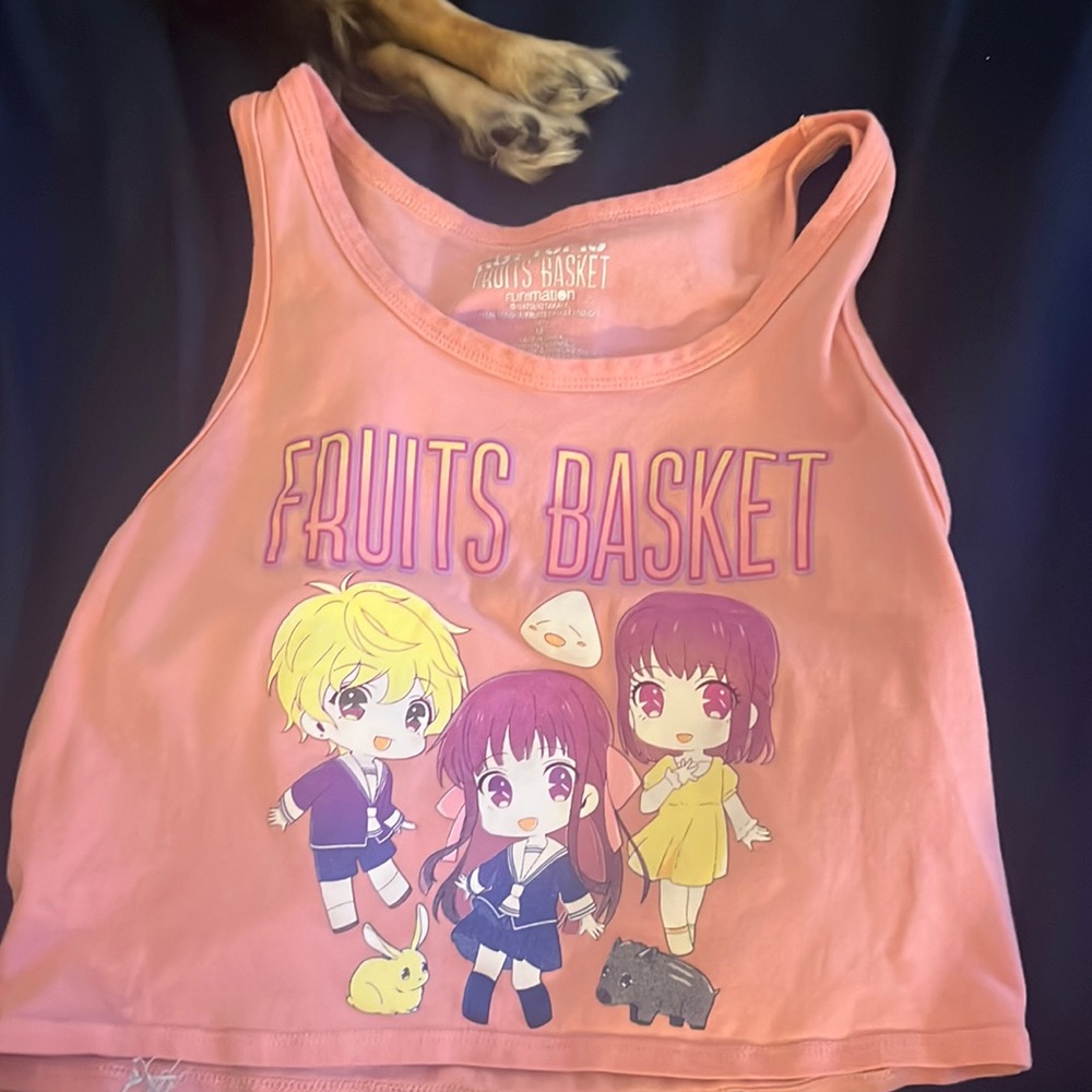 Pink Fruits Basket cropped tank top